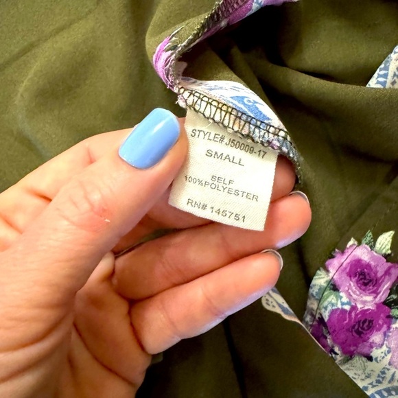 Peach‎ Love Womens Longhorn Cow skull floral kimono boho hunter green size small - Picture 8 of 8